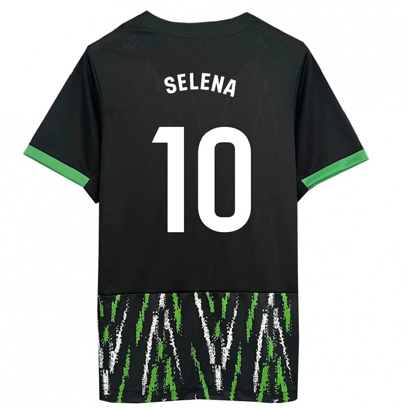Danxen Kinder Selena Del Carmen Salas Alonso #10 Schwarz Grün Auswärtstrikot Trikot 2025/26 T-Shirt Österreich