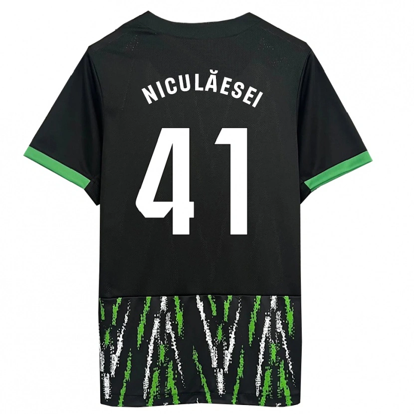 Danxen Kinder Albert Niculăesei #41 Schwarz Grün Auswärtstrikot Trikot 2025/26 T-Shirt Österreich