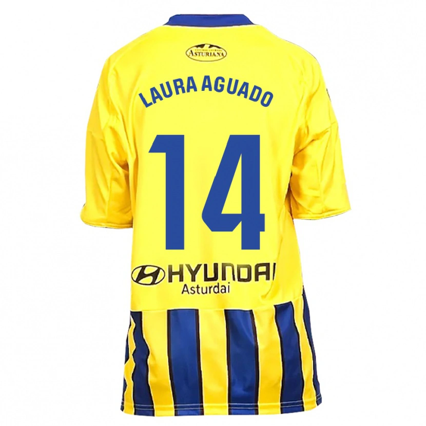 Danxen Kinder Laura Aguado #14 Gelb Blau Auswärtstrikot Trikot 2025/26 T-Shirt Österreich