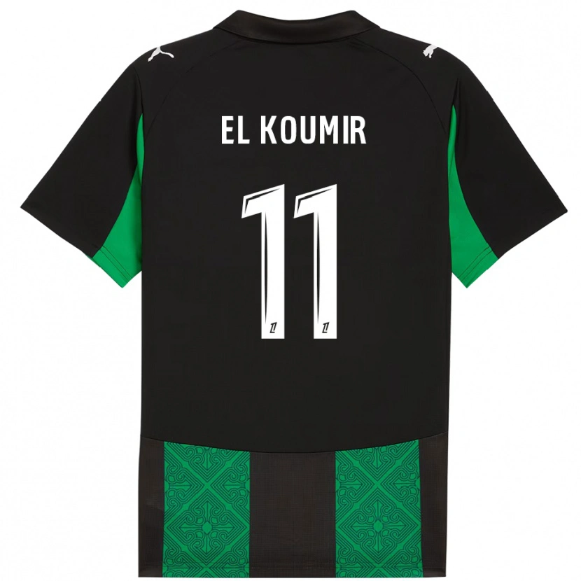 Danxen Kinder Kaîna El Koumir #11 Schwarz Grün Auswärtstrikot Trikot 2025/26 T-Shirt Österreich