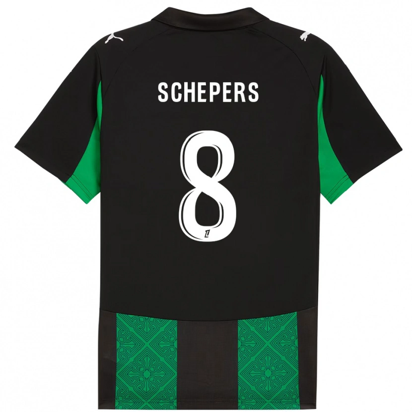 Danxen Kinder Marie Schepers #8 Schwarz Grün Auswärtstrikot Trikot 2025/26 T-Shirt Österreich