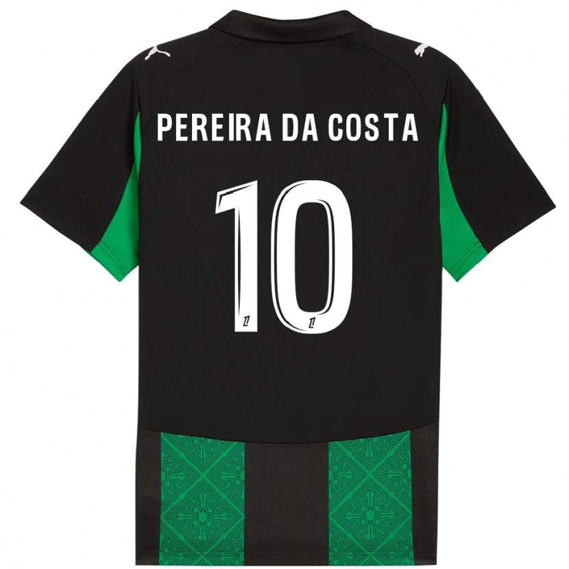 Danxen Kinder David Pereira Da Costa #10 Schwarz Grün Auswärtstrikot Trikot 2025/26 T-Shirt Österreich