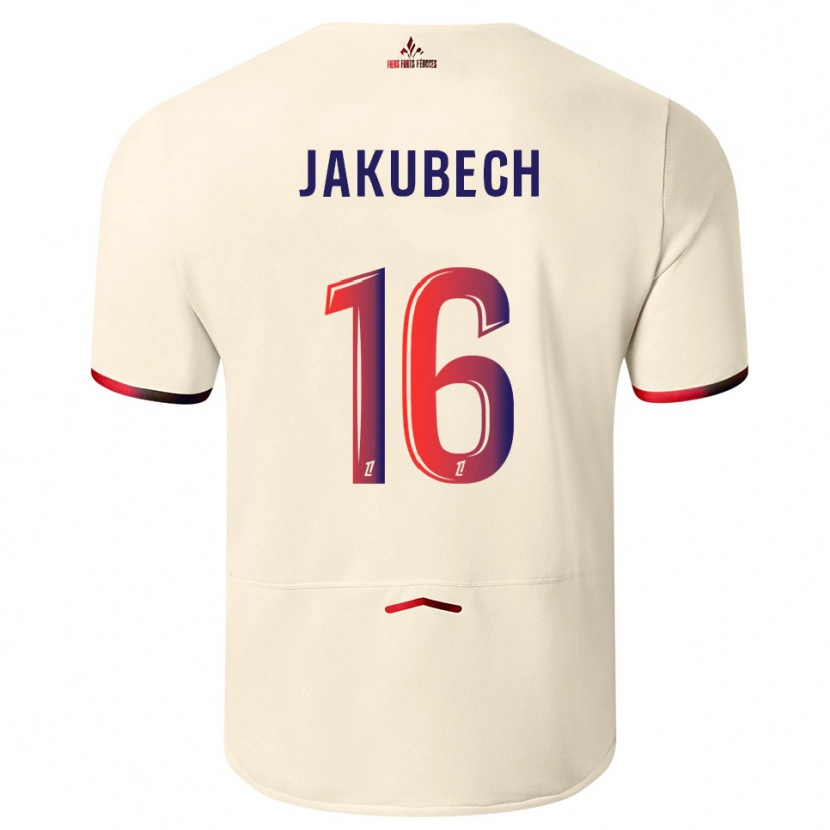 Danxen Kinder Adam Jakubech #16 Cremeweiß Rot Auswärtstrikot Trikot 2025/26 T-Shirt Österreich