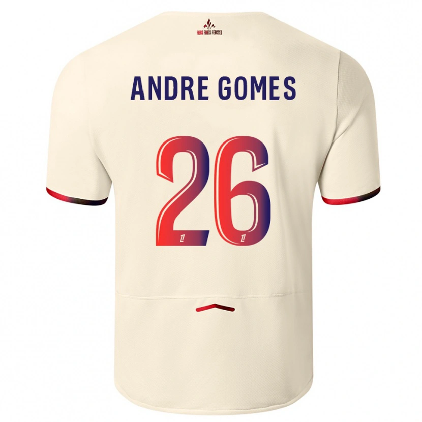 Danxen Kinder André Gomes #26 Cremeweiß Rot Auswärtstrikot Trikot 2025/26 T-Shirt Österreich