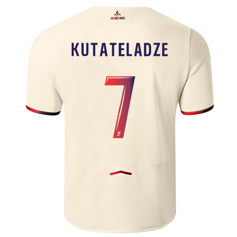 Danxen Kinder Alexandre Kutateladze #7 Cremeweiß Rot Auswärtstrikot Trikot 2025/26 T-Shirt Österreich