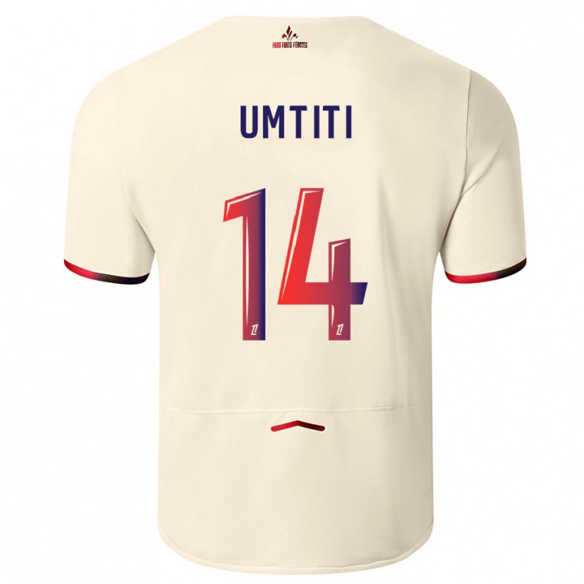 Danxen Kinder Samuel Umtiti #14 Cremeweiß Rot Auswärtstrikot Trikot 2025/26 T-Shirt Österreich