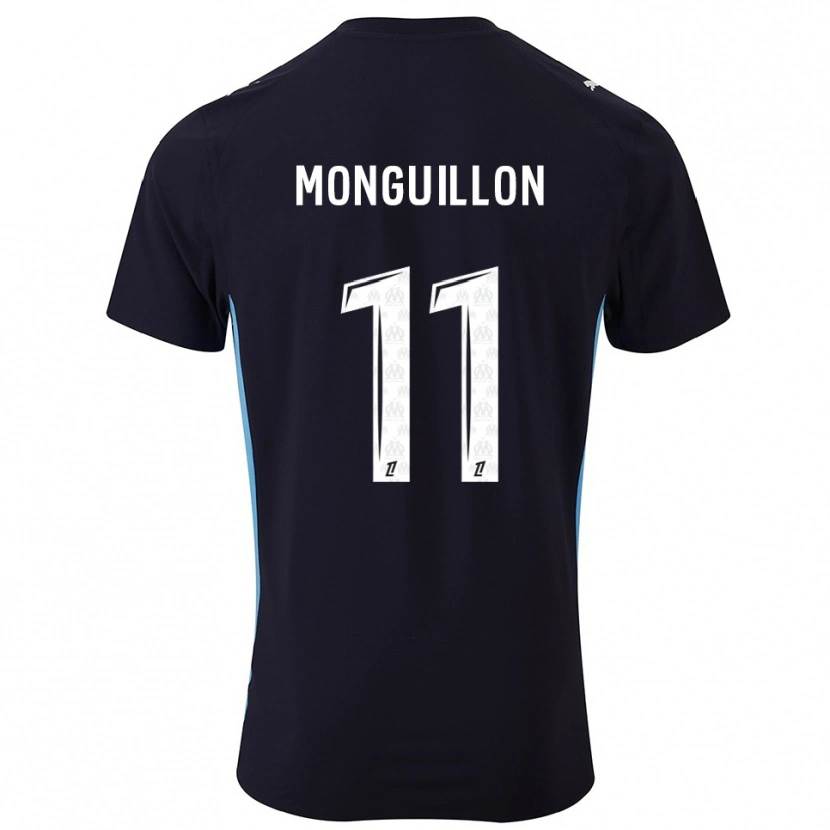 Danxen Kinder Coralie Monguillon #11 Schwarz Himmelblau Auswärtstrikot Trikot 2025/26 T-Shirt Österreich