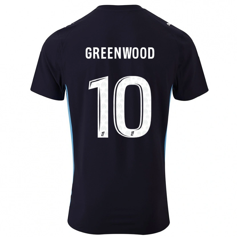 Danxen Kinder Mason Greenwood #10 Schwarz Himmelblau Auswärtstrikot Trikot 2025/26 T-Shirt Österreich