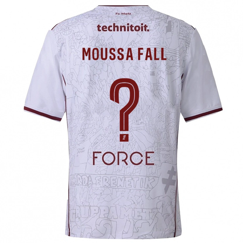 Danxen Kinder Pape Moussa Fall #0 Weiß Burgunderrot Auswärtstrikot Trikot 2025/26 T-Shirt Österreich