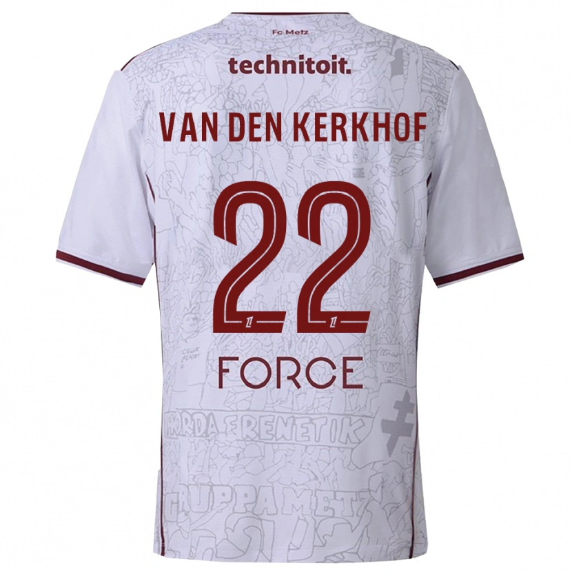 Danxen Kinder Kevin Van Den Kerkhof #22 Weiß Burgunderrot Auswärtstrikot Trikot 2025/26 T-Shirt Österreich