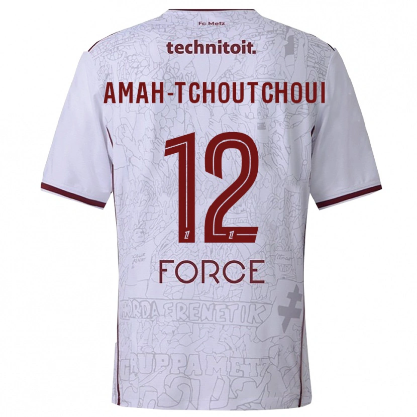 Danxen Kinder Marco Amah-Tchoutchoui #12 Weiß Burgunderrot Auswärtstrikot Trikot 2025/26 T-Shirt Österreich