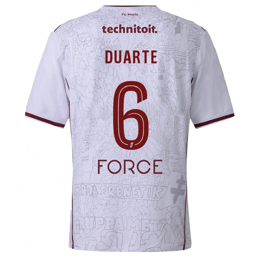 Danxen Kinder Diego Duarte #6 Weiß Burgunderrot Auswärtstrikot Trikot 2025/26 T-Shirt Österreich