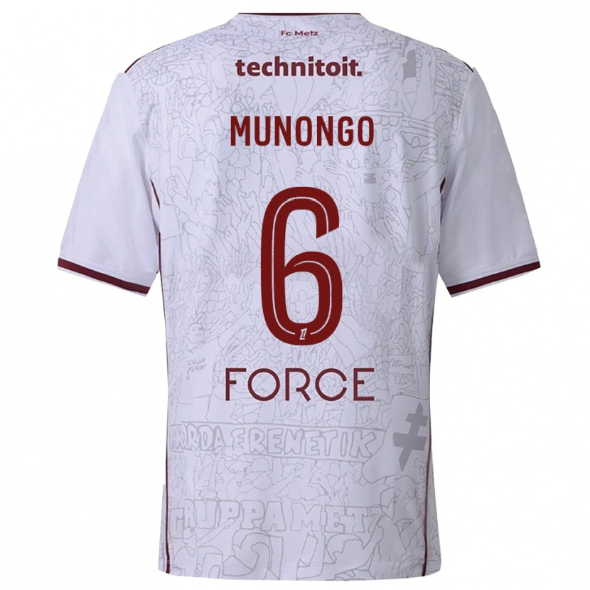 Danxen Kinder Believe Munongo #6 Weiß Burgunderrot Auswärtstrikot Trikot 2025/26 T-Shirt Österreich