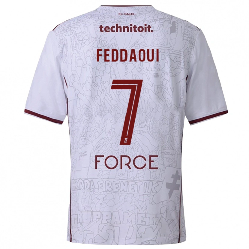 Danxen Kinder Leina Feddaoui #7 Weiß Burgunderrot Auswärtstrikot Trikot 2025/26 T-Shirt Österreich