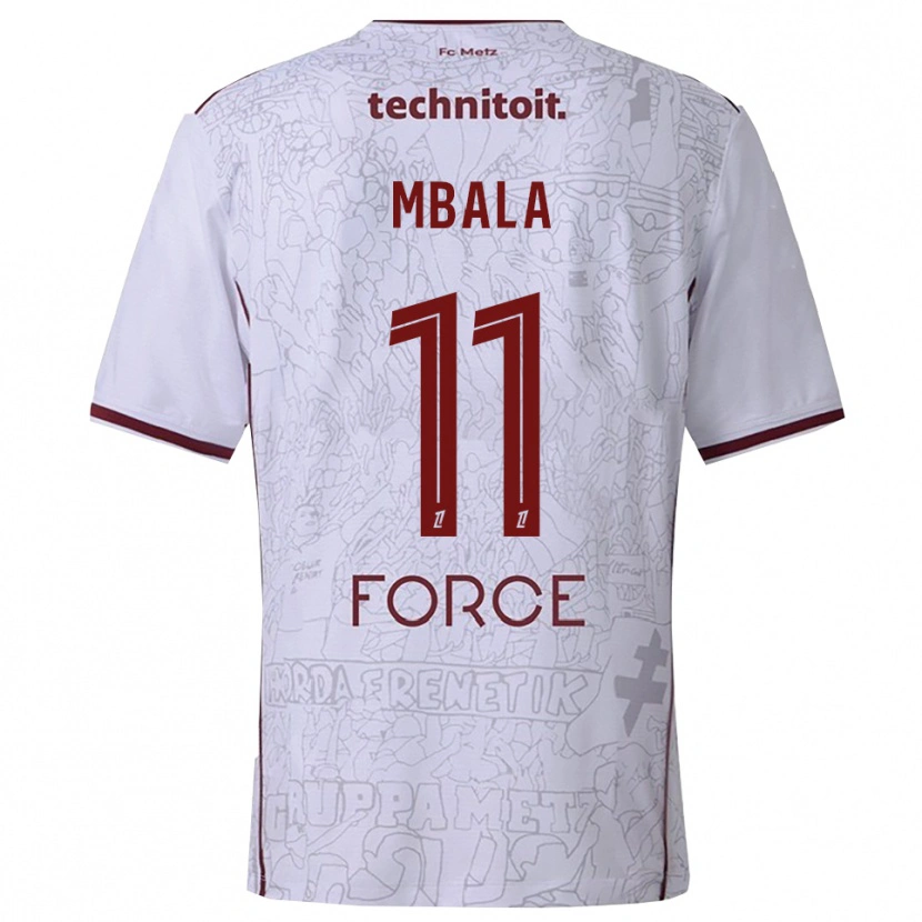 Danxen Kinder Nathan Mbala #11 Weiß Burgunderrot Auswärtstrikot Trikot 2025/26 T-Shirt Österreich