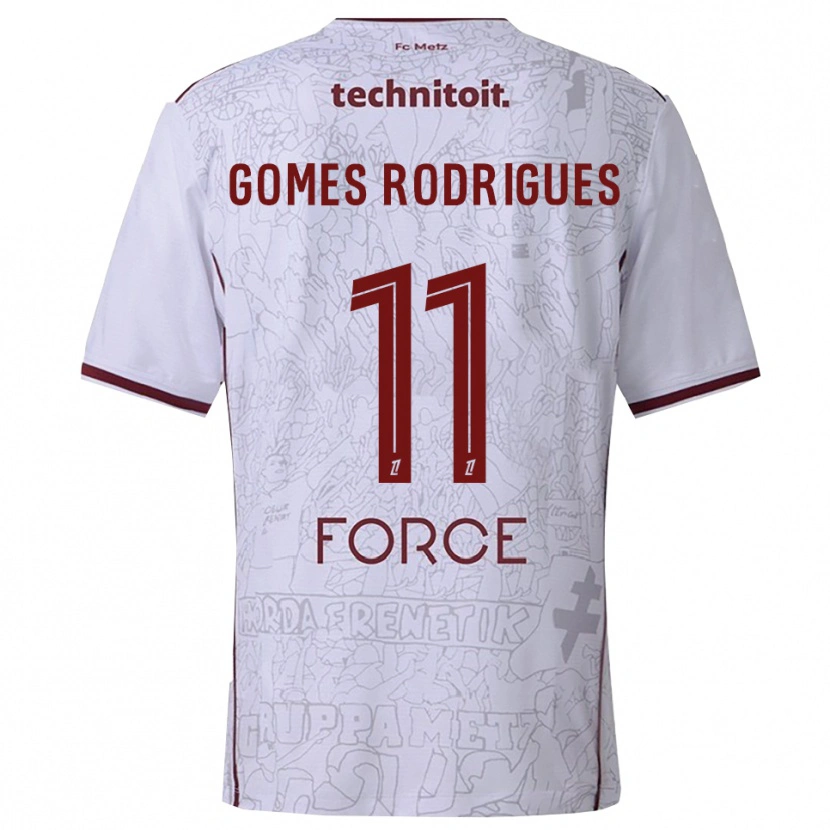 Danxen Kinder Jess Gomes Rodrigues #11 Weiß Burgunderrot Auswärtstrikot Trikot 2025/26 T-Shirt Österreich