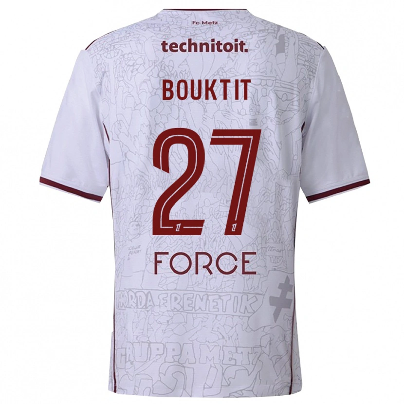 Danxen Kinder Assia Bouktit #27 Weiß Burgunderrot Auswärtstrikot Trikot 2025/26 T-Shirt Österreich