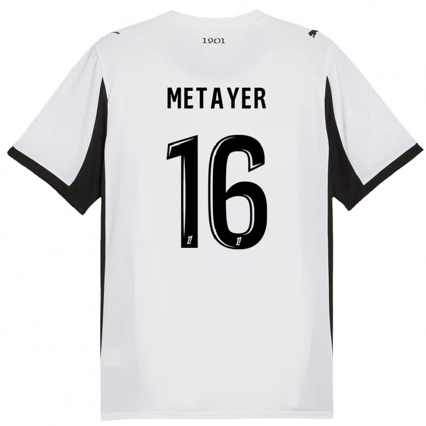 Danxen Kinder Maxence Metayer #16 Weiß Schwarz Auswärtstrikot Trikot 2025/26 T-Shirt Österreich