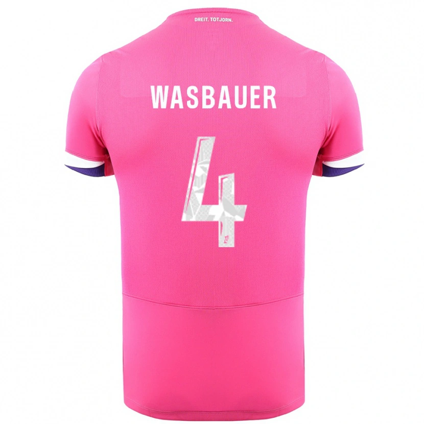 Danxen Kinder Nicolas Wasbauer #4 Rosa Weiß Auswärtstrikot Trikot 2025/26 T-Shirt Österreich