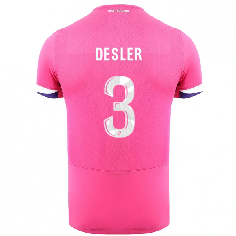 Danxen Kinder Mikkel Desler #3 Rosa Weiß Auswärtstrikot Trikot 2025/26 T-Shirt Österreich