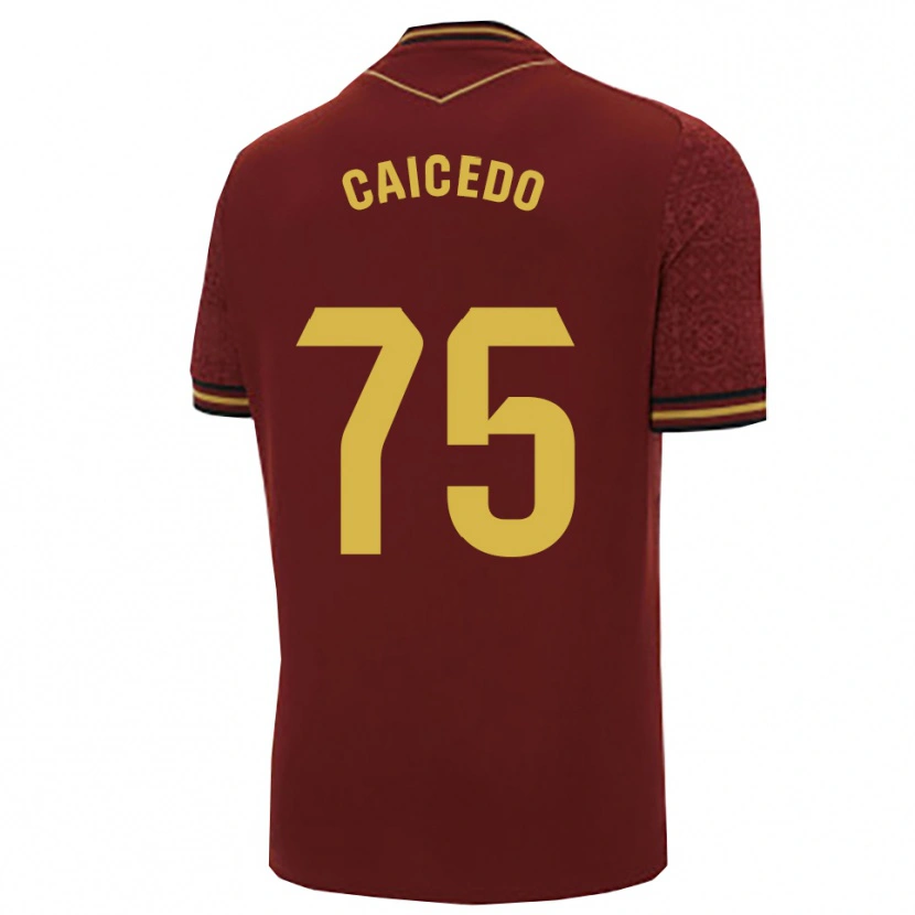 Danxen Kinder Alfred Caicedo #75 Burgunderrot Gold Auswärtstrikot Trikot 2025/26 T-Shirt Österreich
