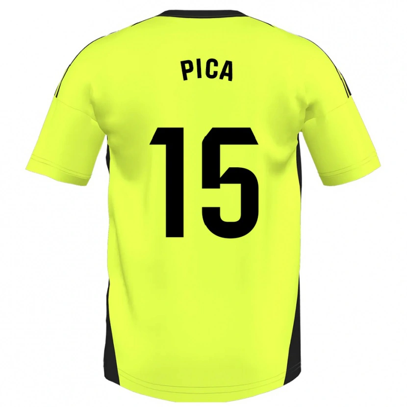 Danxen Kinder Adrián Pica #15 Fluoreszierendes Gelb Auswärtstrikot Trikot 2025/26 T-Shirt Österreich