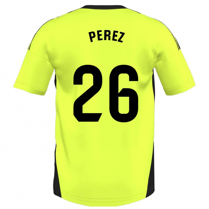 Danxen Kinder Pablo Pérez #26 Fluoreszierendes Gelb Auswärtstrikot Trikot 2025/26 T-Shirt Österreich