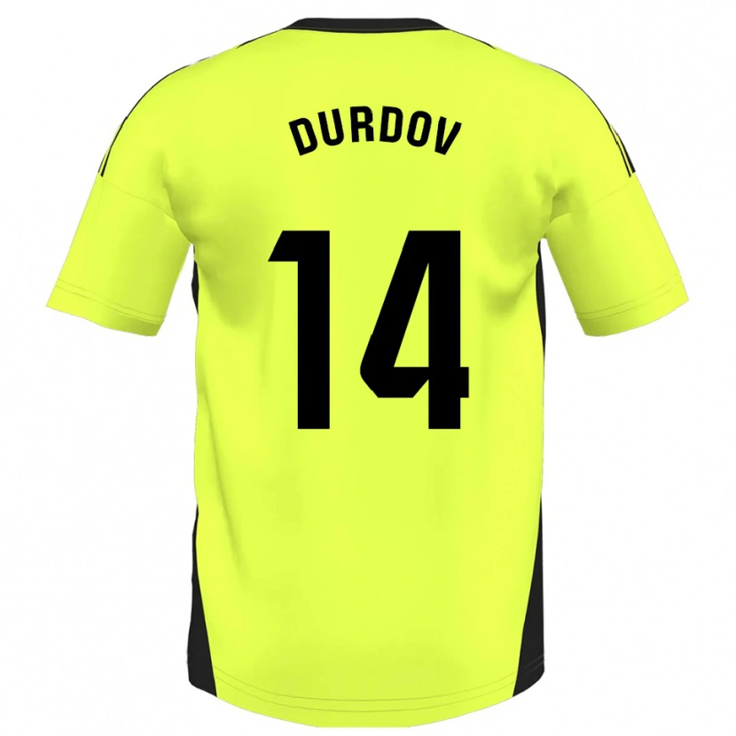 Danxen Kinder Ivan Durdov #14 Fluoreszierendes Gelb Auswärtstrikot Trikot 2025/26 T-Shirt Österreich