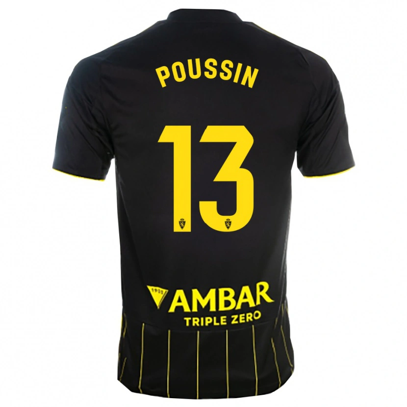 Danxen Kinder Gaëtan Poussin #13 Schwarz Gelb Auswärtstrikot Trikot 2025/26 T-Shirt Österreich