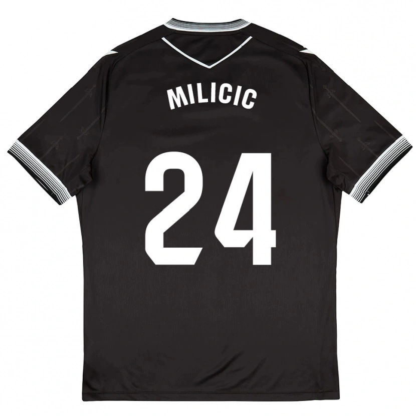 Danxen Kinder Nikola Milicic #24 Schwarz Weiß Auswärtstrikot Trikot 2025/26 T-Shirt Österreich