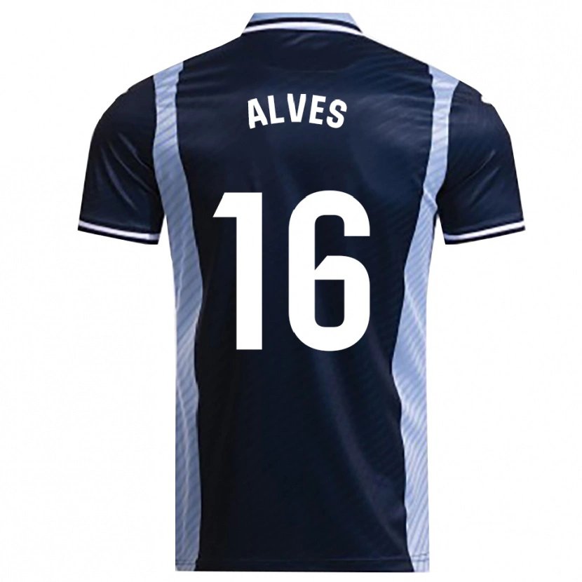 Danxen Kinder Rubén Alves #16 Marine Himmelblau Auswärtstrikot Trikot 2025/26 T-Shirt Österreich