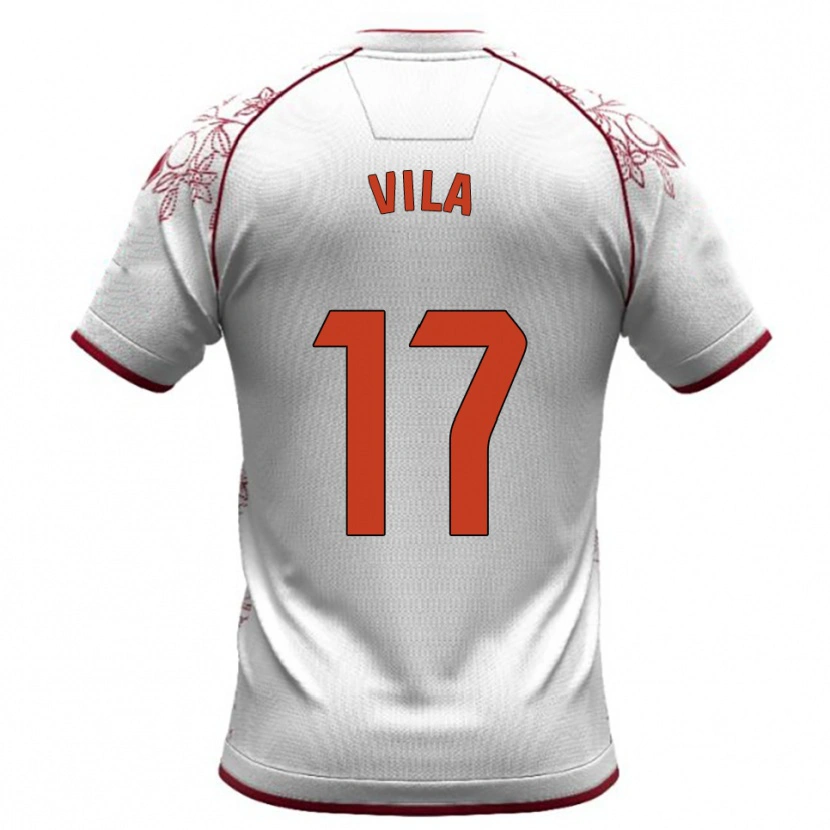 Danxen Kinder Manu Vila #17 Weiß Burgunderrot Auswärtstrikot Trikot 2025/26 T-Shirt Österreich