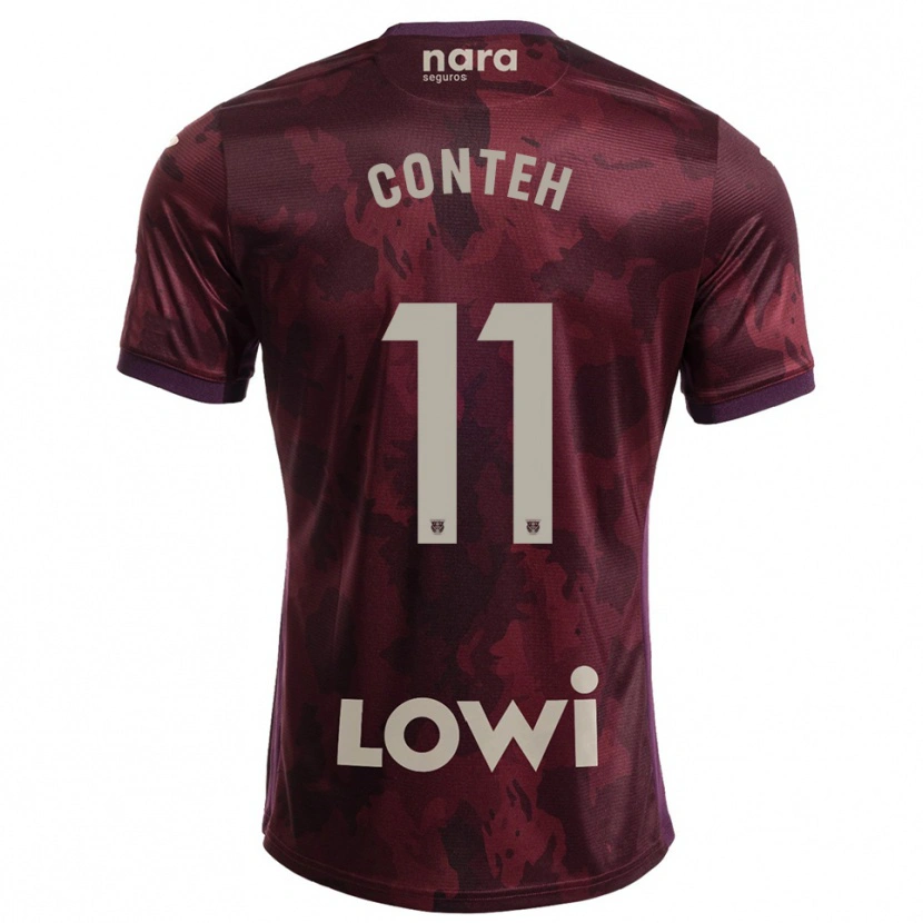 Danxen Kinder Denis Conteh #11 Burgunderrot Weiß Auswärtstrikot Trikot 2025/26 T-Shirt Österreich