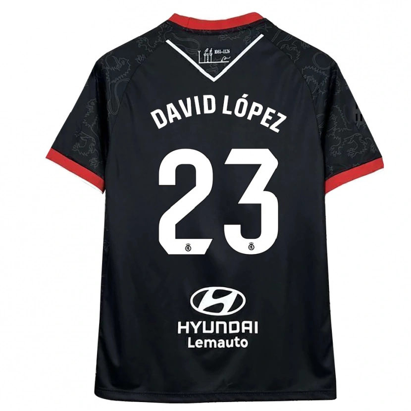 Danxen Kinder David López #23 Schwarz Rot Auswärtstrikot Trikot 2025/26 T-Shirt Österreich