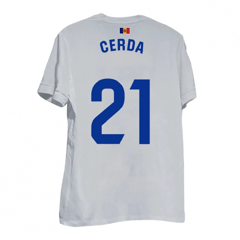 Danxen Kinder Josep Cerdà #21 Weiß Blau Gelb Auswärtstrikot Trikot 2025/26 T-Shirt Österreich