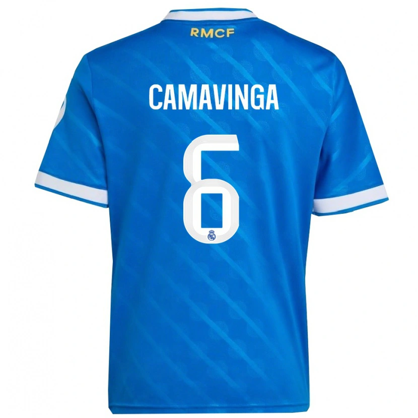 Danxen Kinder Eduardo Camavinga #6 Blau Weiß Ausweichtrikot Trikot 2025/26 T-Shirt Österreich