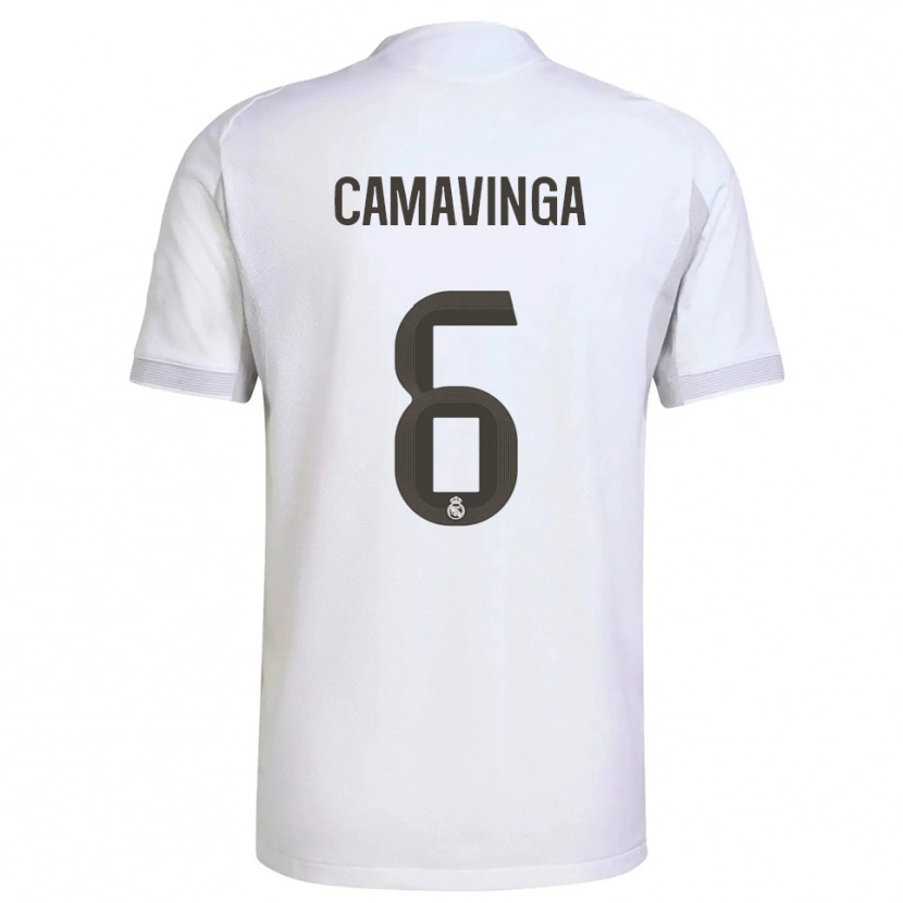 Danxen Herren Eduardo Camavinga #6 Weiß Gelb Heimtrikot Trikot 2025/26 T-Shirt Österreich