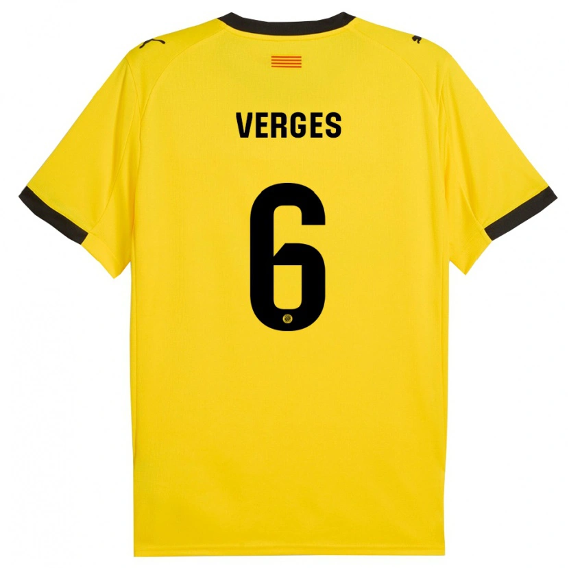 Danxen Herren Mar Vergés #6 Gelb Schwarz Auswärtstrikot Trikot 2025/26 T-Shirt Österreich