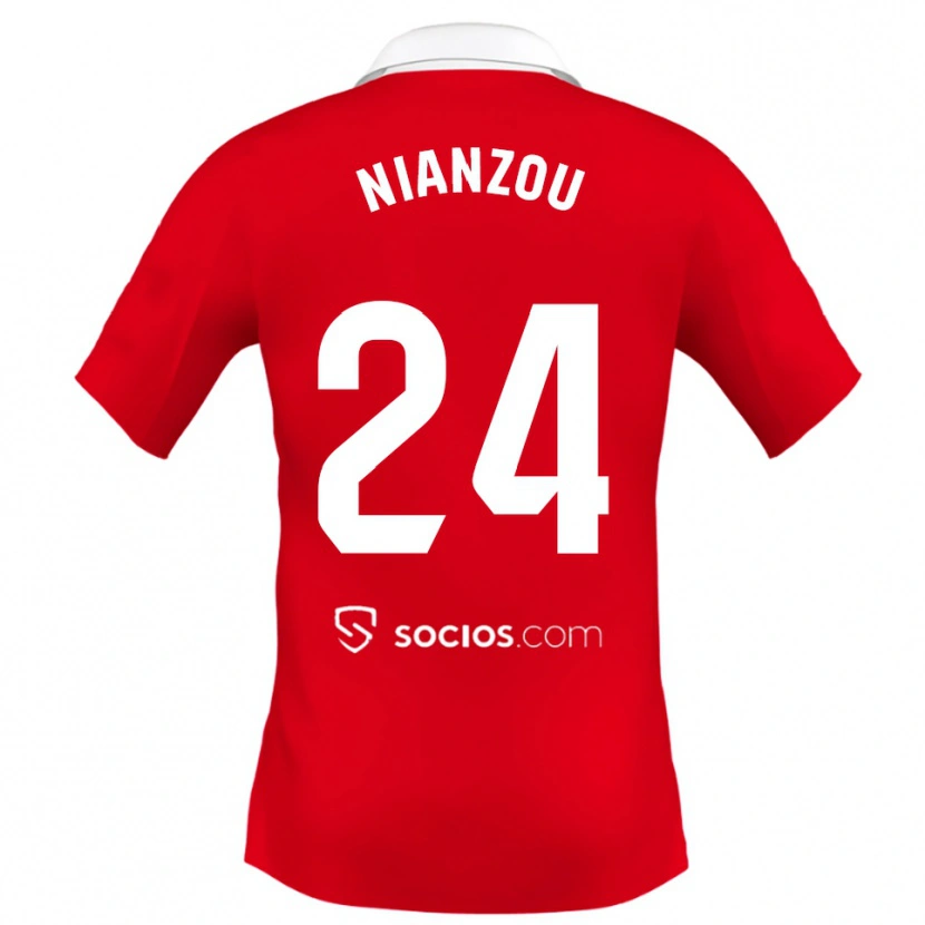 Danxen Herren Tanguy Nianzou #24 Rot Weiß Grau Auswärtstrikot Trikot 2025/26 T-Shirt Österreich
