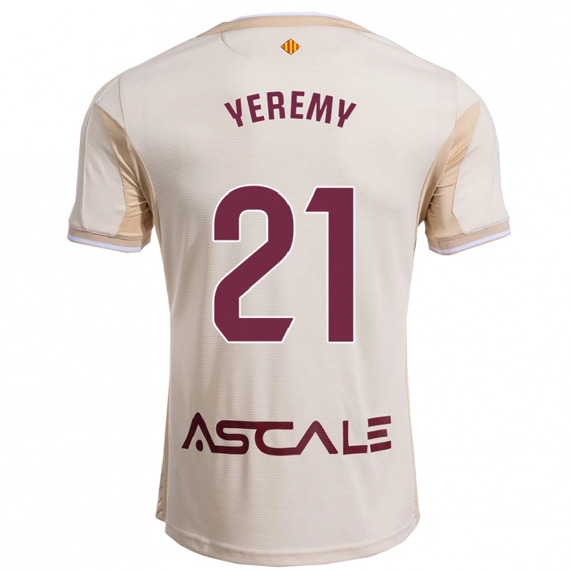 Danxen Herren Yéremy Pino #21 Cremeweiß Burgunderrot Auswärtstrikot Trikot 2025/26 T-Shirt Österreich