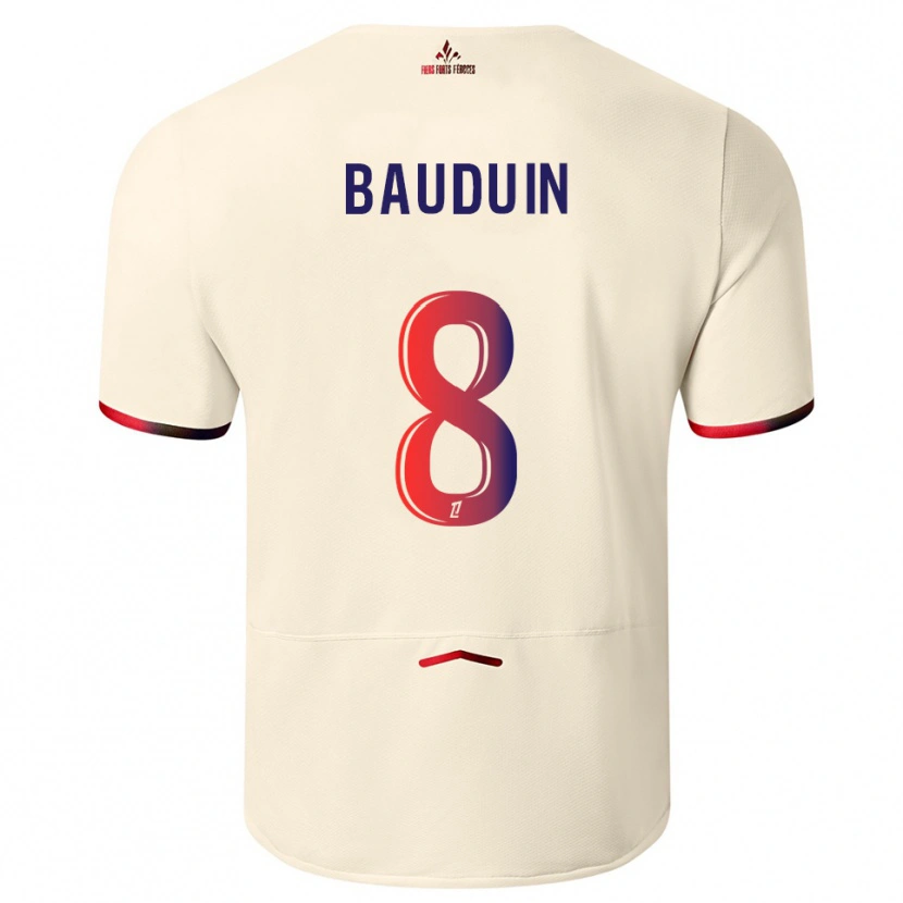 Danxen Herren Justine Bauduin #8 Cremeweiß Rot Auswärtstrikot Trikot 2025/26 T-Shirt Österreich