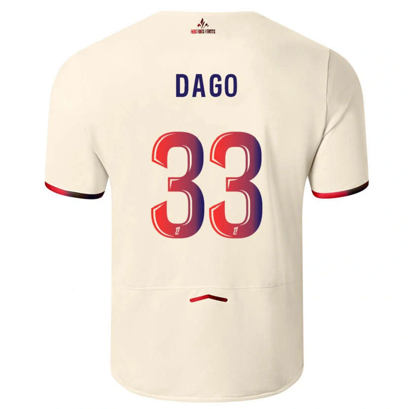 Danxen Herren Trévis Dago #33 Cremeweiß Rot Auswärtstrikot Trikot 2025/26 T-Shirt Österreich