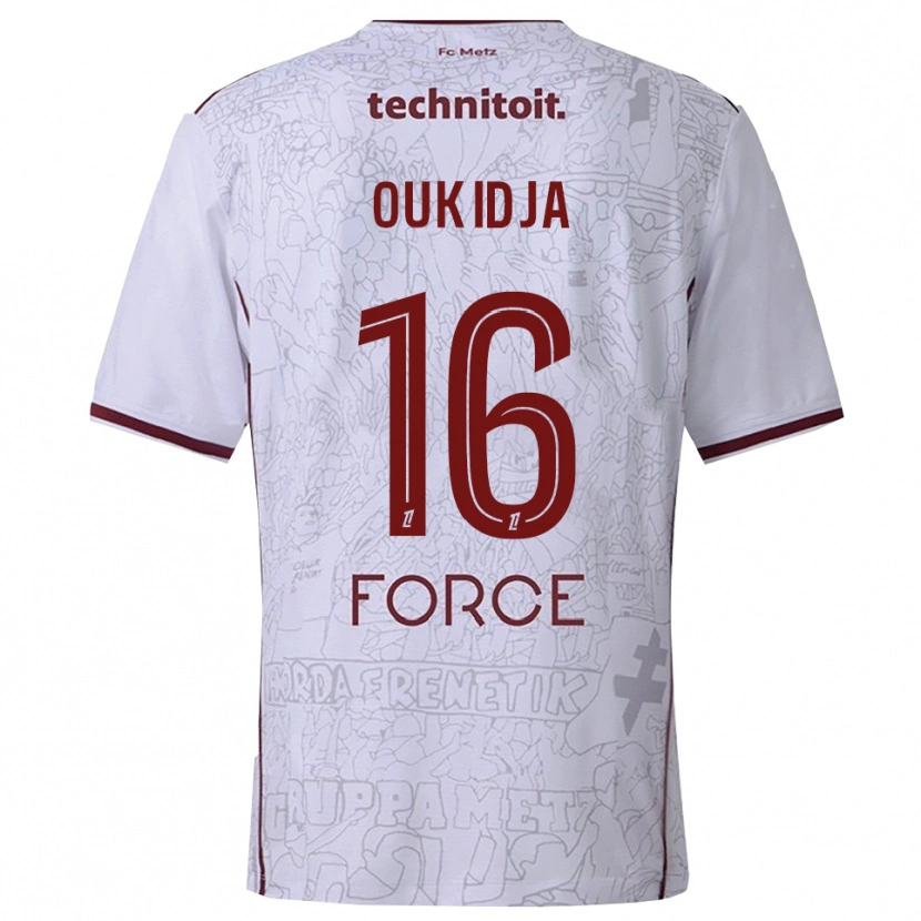 Danxen Herren Alexandre Oukidja #16 Weiß Burgunderrot Auswärtstrikot Trikot 2025/26 T-Shirt Österreich
