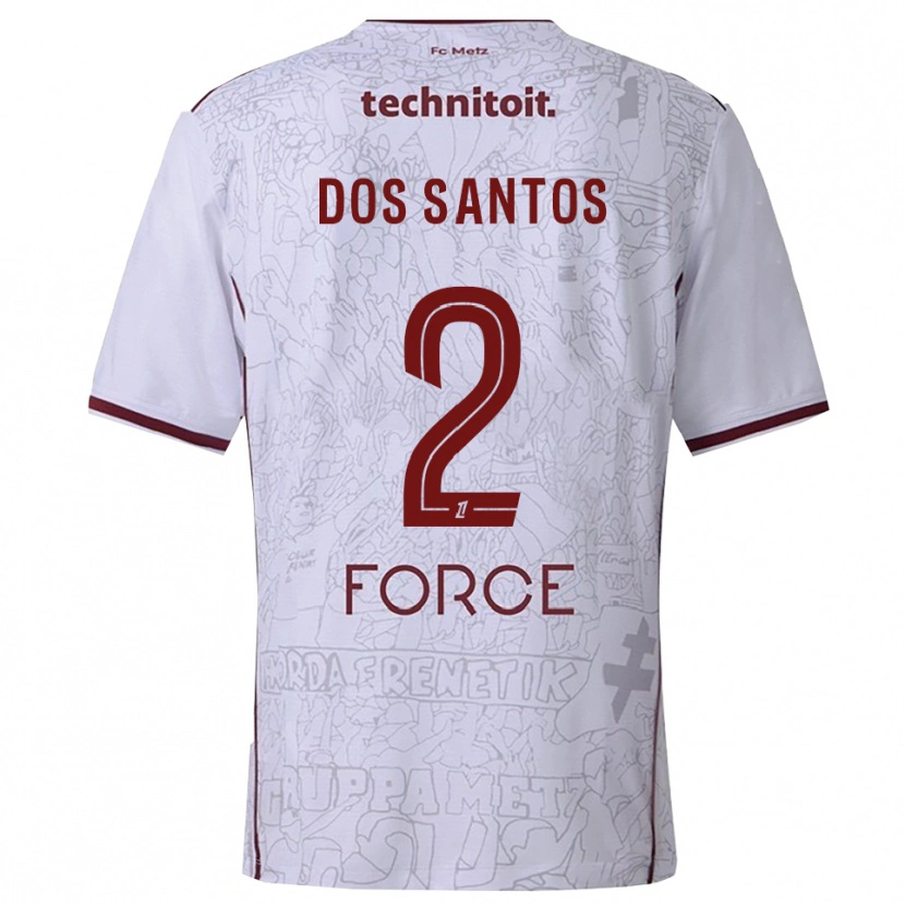 Danxen Herren Tahirys Dos Santos #2 Weiß Burgunderrot Auswärtstrikot Trikot 2025/26 T-Shirt Österreich