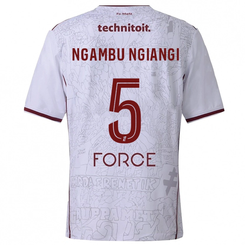 Danxen Herren Esther Ngambu Ngiangi #5 Weiß Burgunderrot Auswärtstrikot Trikot 2025/26 T-Shirt Österreich