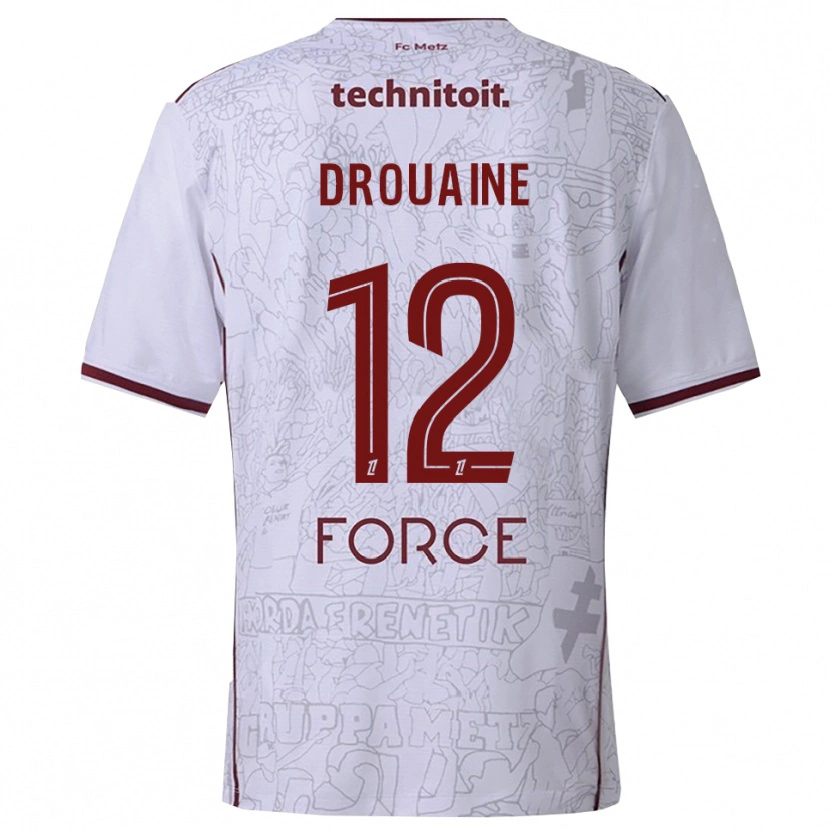 Danxen Herren Mathieu Drouaine #12 Weiß Burgunderrot Auswärtstrikot Trikot 2025/26 T-Shirt Österreich