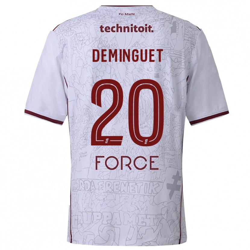 Danxen Herren Jessy Deminguet #20 Weiß Burgunderrot Auswärtstrikot Trikot 2025/26 T-Shirt Österreich