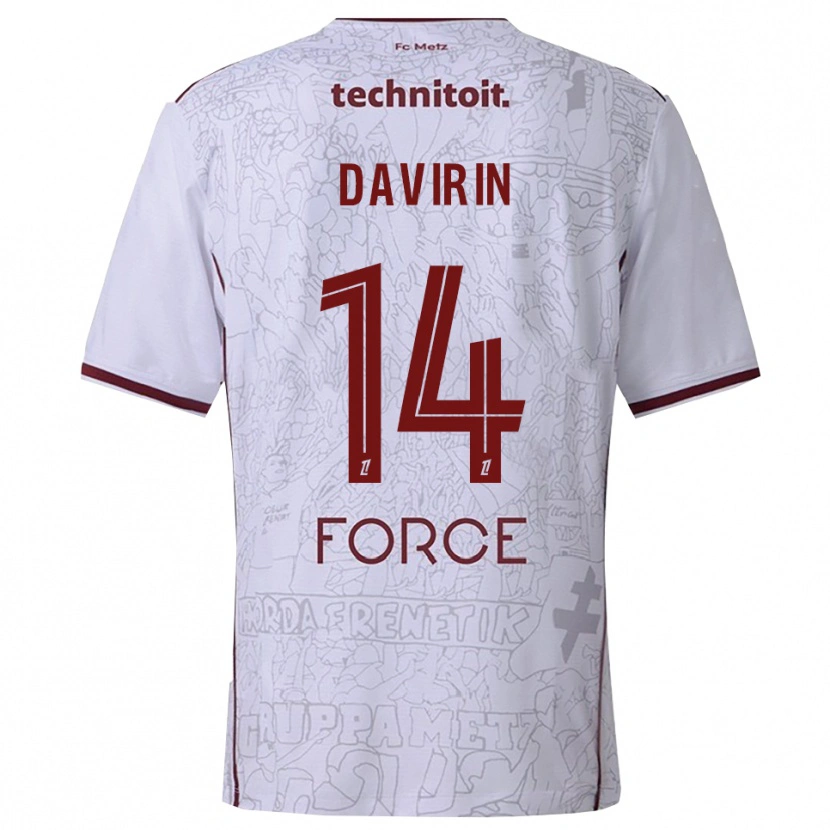 Danxen Herren Pierre-Alexandre Davirin #14 Weiß Burgunderrot Auswärtstrikot Trikot 2025/26 T-Shirt Österreich