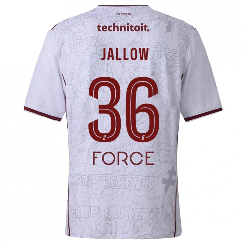 Danxen Herren Ablie Jallow #36 Weiß Burgunderrot Auswärtstrikot Trikot 2025/26 T-Shirt Österreich
