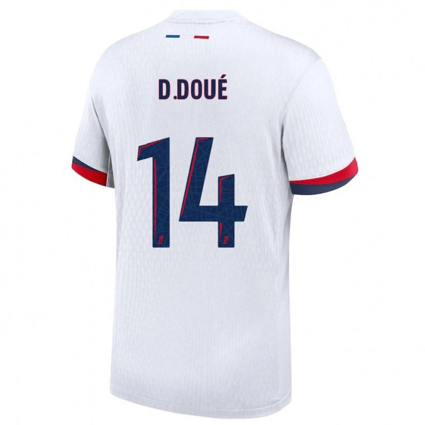Danxen Herren Désiré Doué #14 Weiß Rot Auswärtstrikot Trikot 2025/26 T-Shirt Österreich